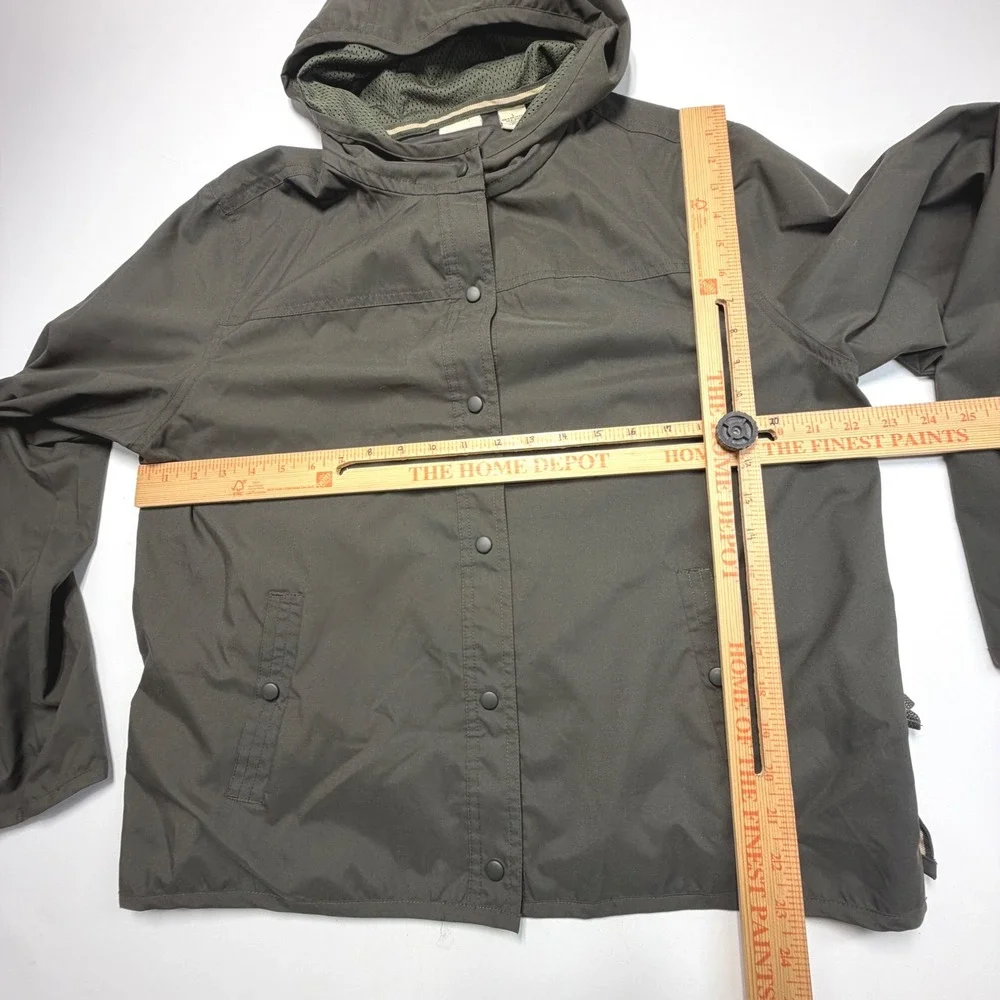 Crossroads Olive Green Hooded Rain Jacket Lightweight Snap‎ Front Womens L